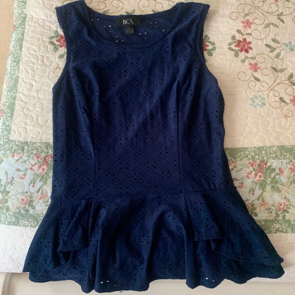 Navy Blue Peplum Top